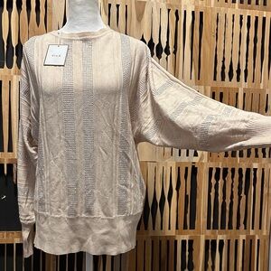 NWT - VILA Light Beige Open-Stitch Crewneck Sweater